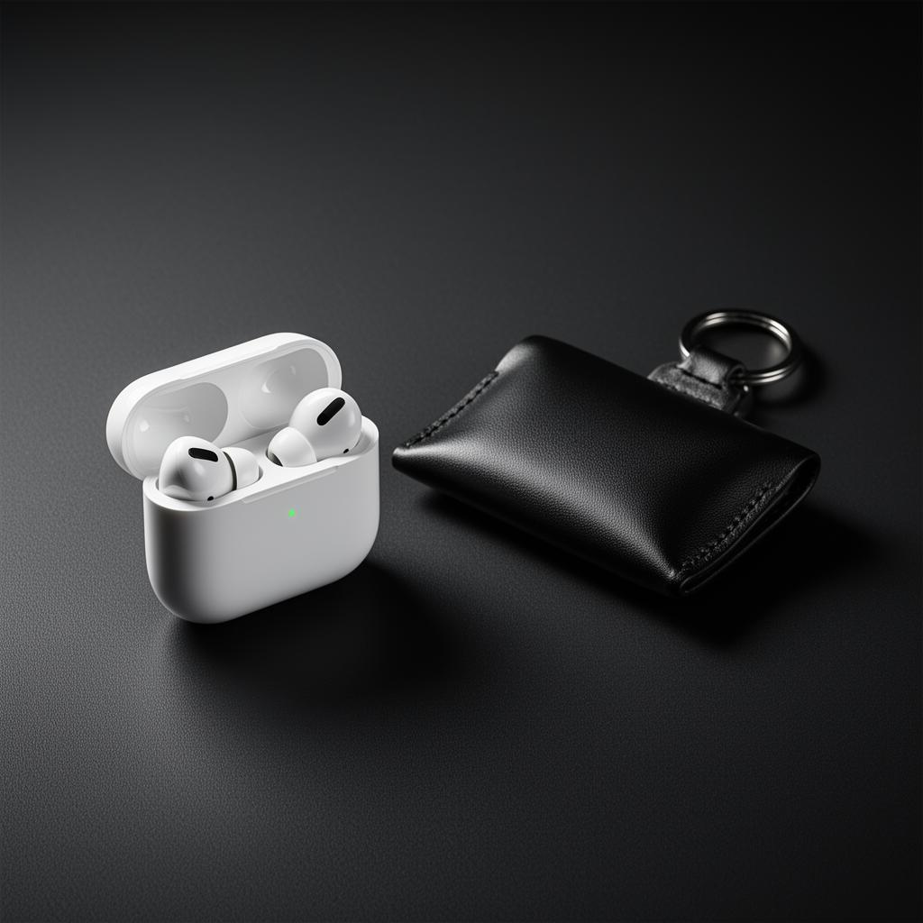 Apple AirPods 4 — with Leather Keychain Case