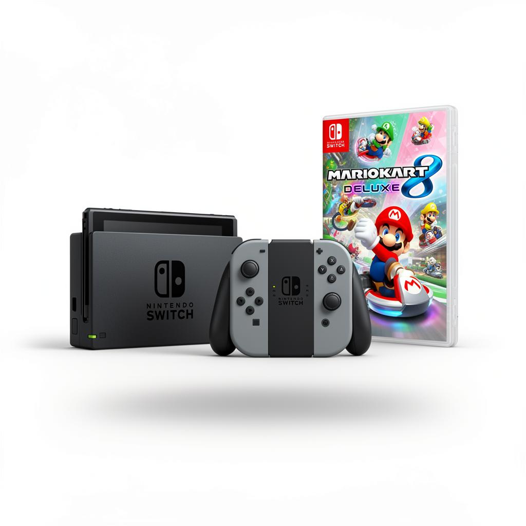 Nintendo Switch + Mario Kart 8 Deluxe Bundle (Gray Joy-Con)