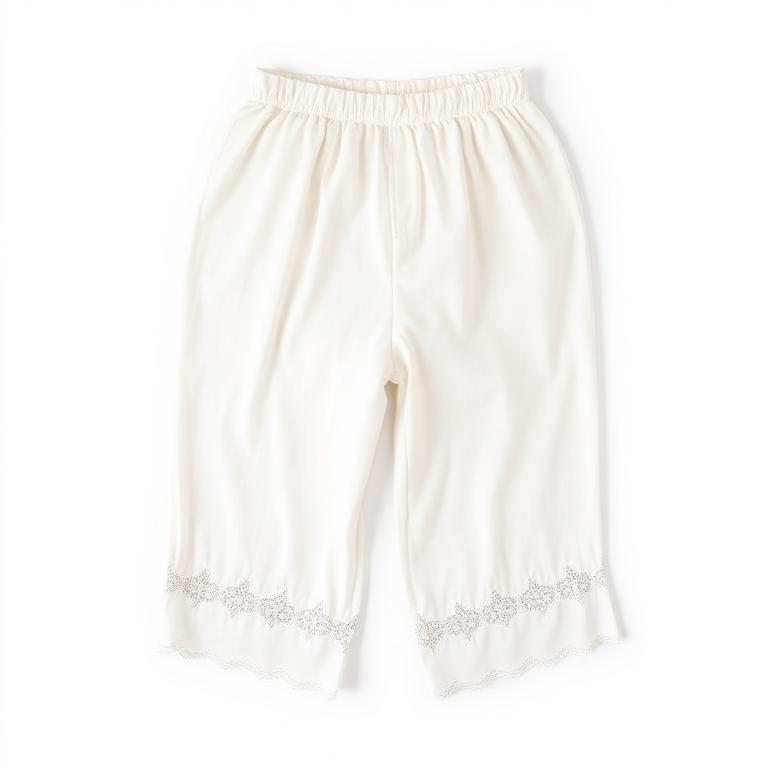 Women's Y2K Flare Lace Trim Bloomer Pants -- White